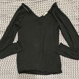 Madewell Black V-Neck Long Sleeve Tee